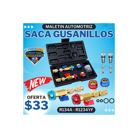 MALETIN SACA GUSANILLO AUTOMOTRIZ R134a - R1234yf ALTA Y BAJA